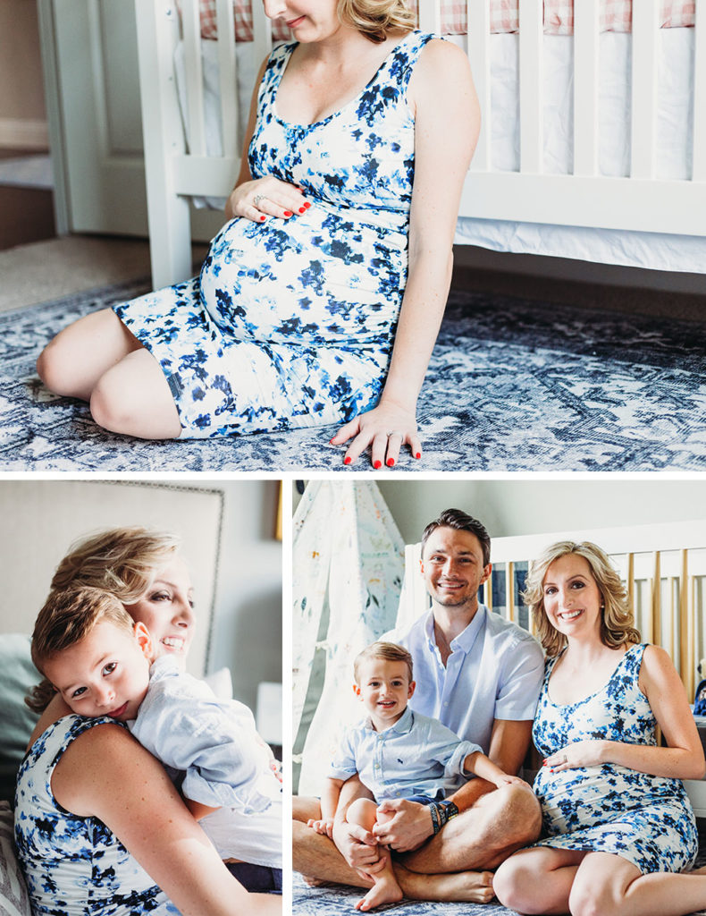 Maternity photographer in Dallas, TX with mother, toddler, and baby.