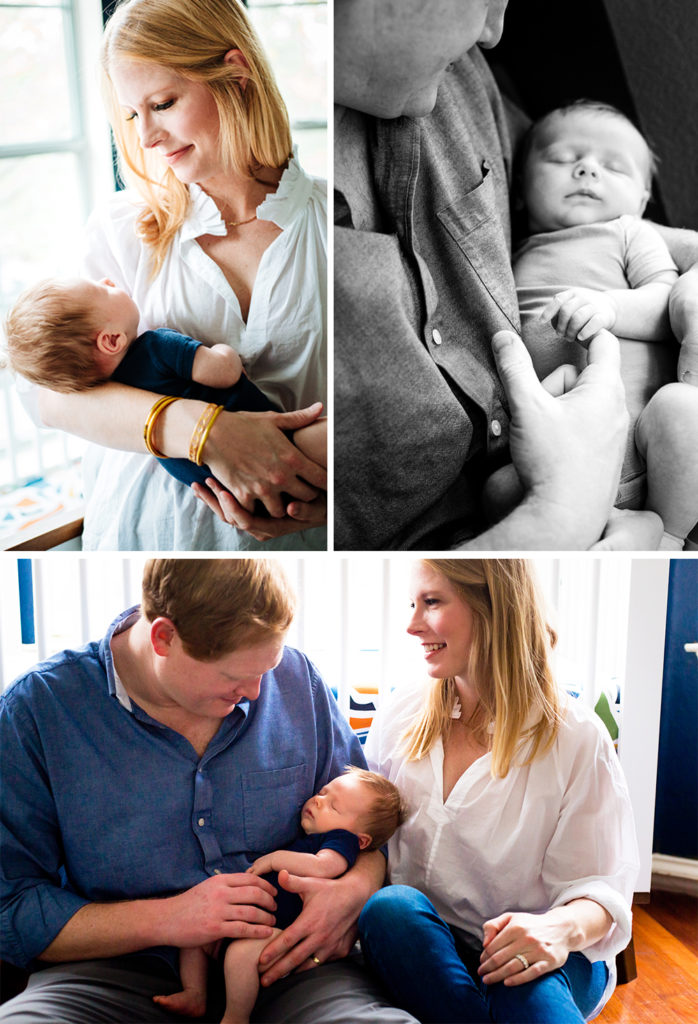New mom and dad with baby using a professional newborn photographer
